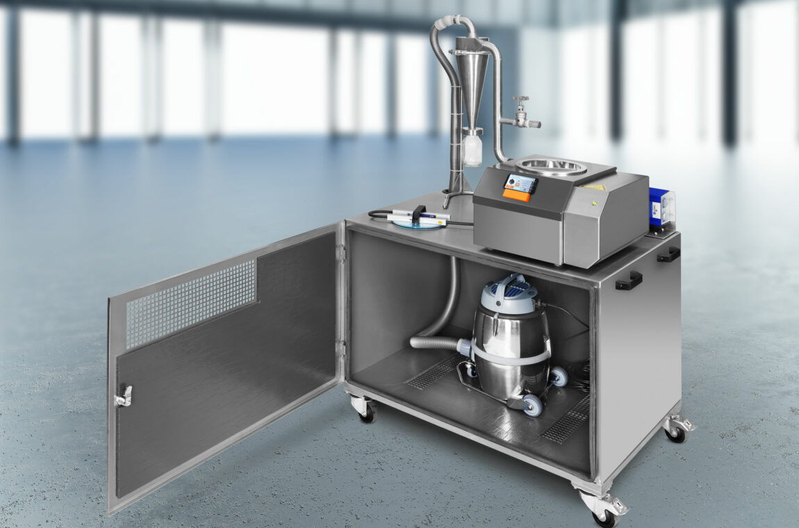 Air jet sieve SLS with base cabinet and accessories