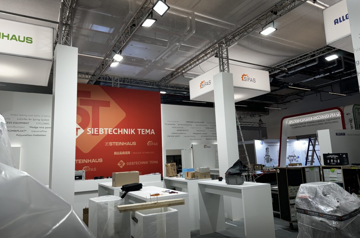 Achema 2024 in Frankfurt am Main Germany - Stand construction, Exhibition stand, construction planning